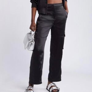 Open Edit Women’s Black‎ Satin Cargo Pants Size 18
